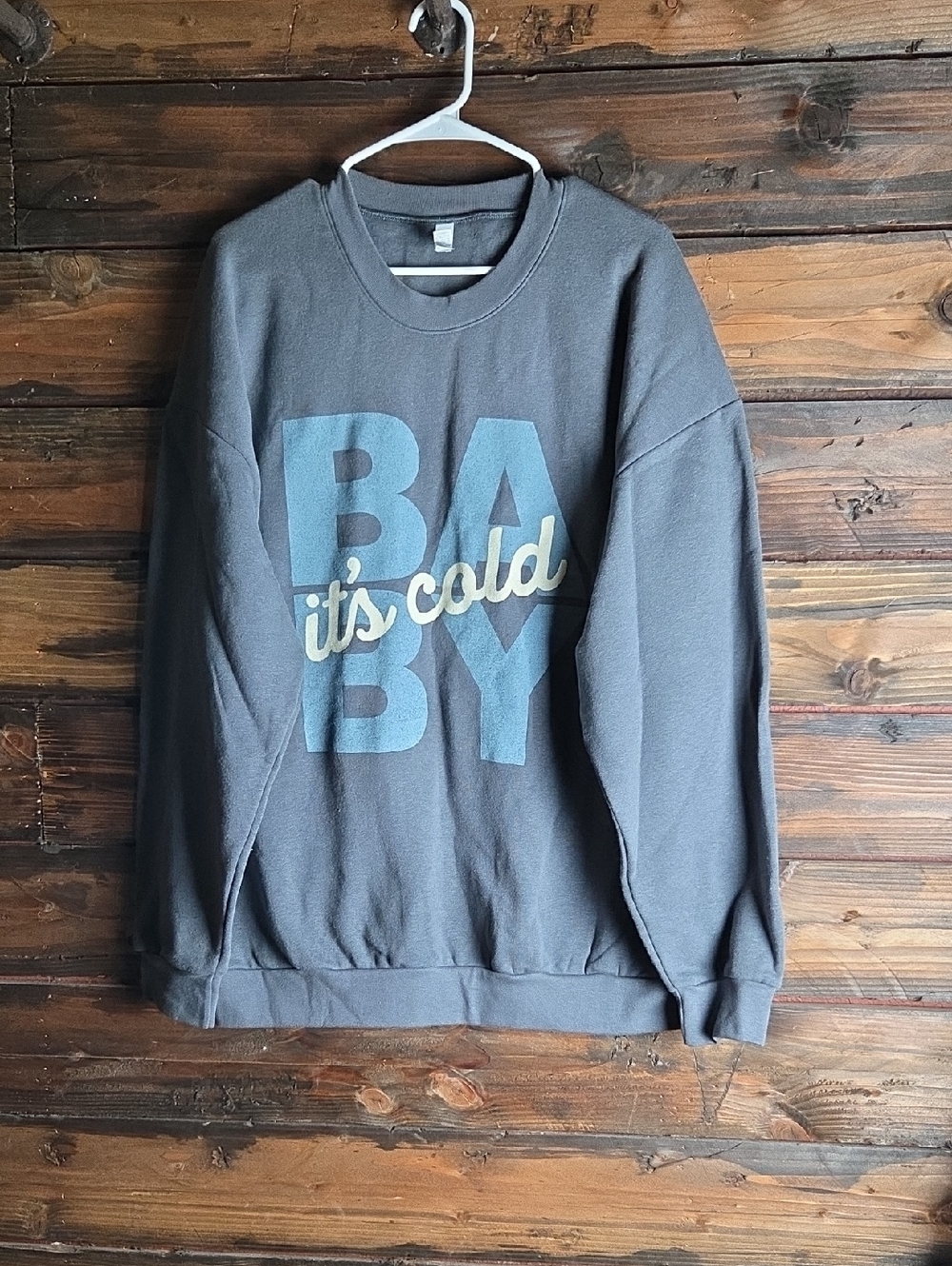 American Apparel Gray Sweatshirt Mens XL Long Sleeve Baby Its Cold